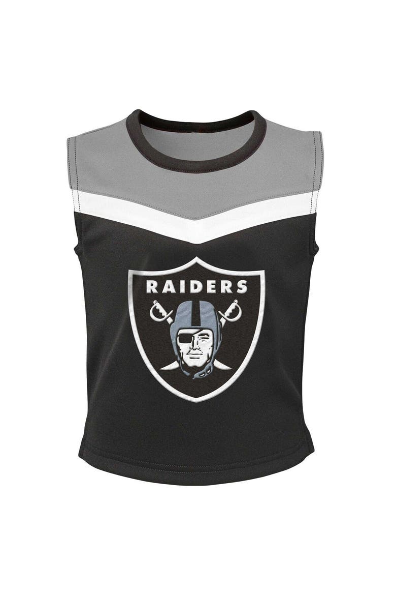 Girls Youth Black Las Vegas Raiders Spirit Two-Piece Cheerleader Set, Alternate, color, Black