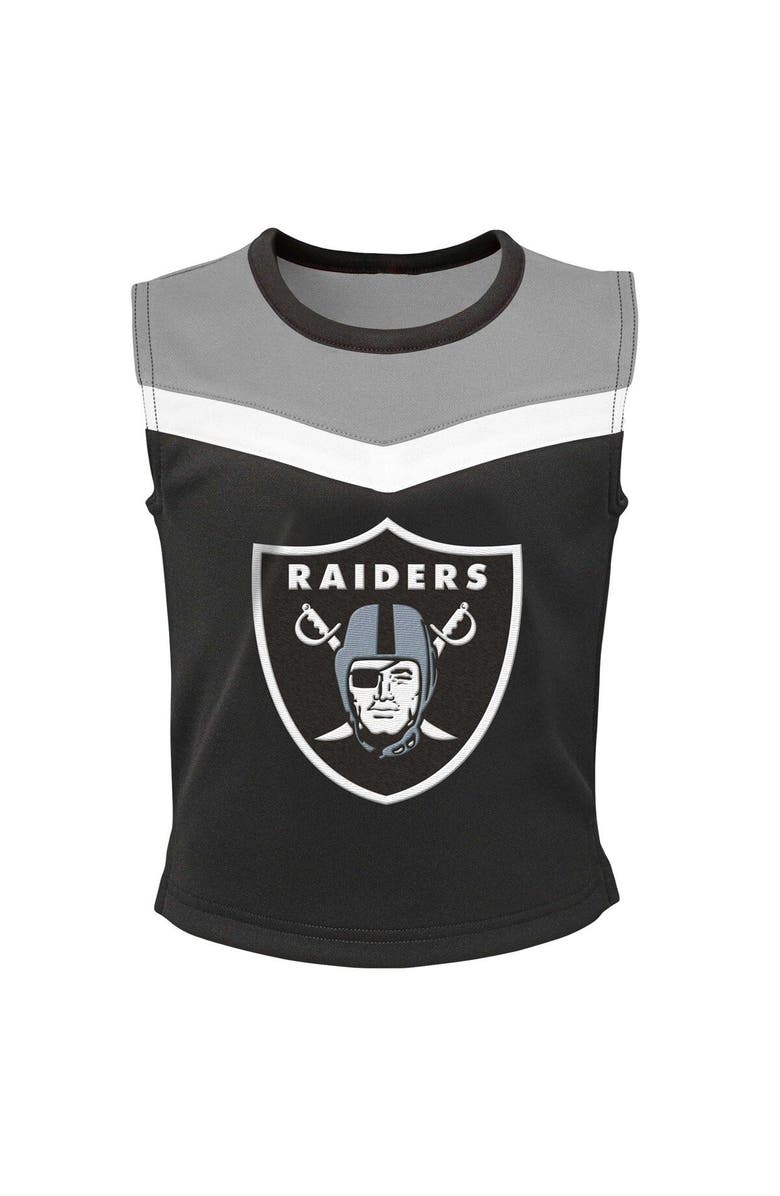 Outerstuff Girls Youth Black Las Vegas Raiders Spirit Two-Piece Cheerleader Set, Alternate, color, Black