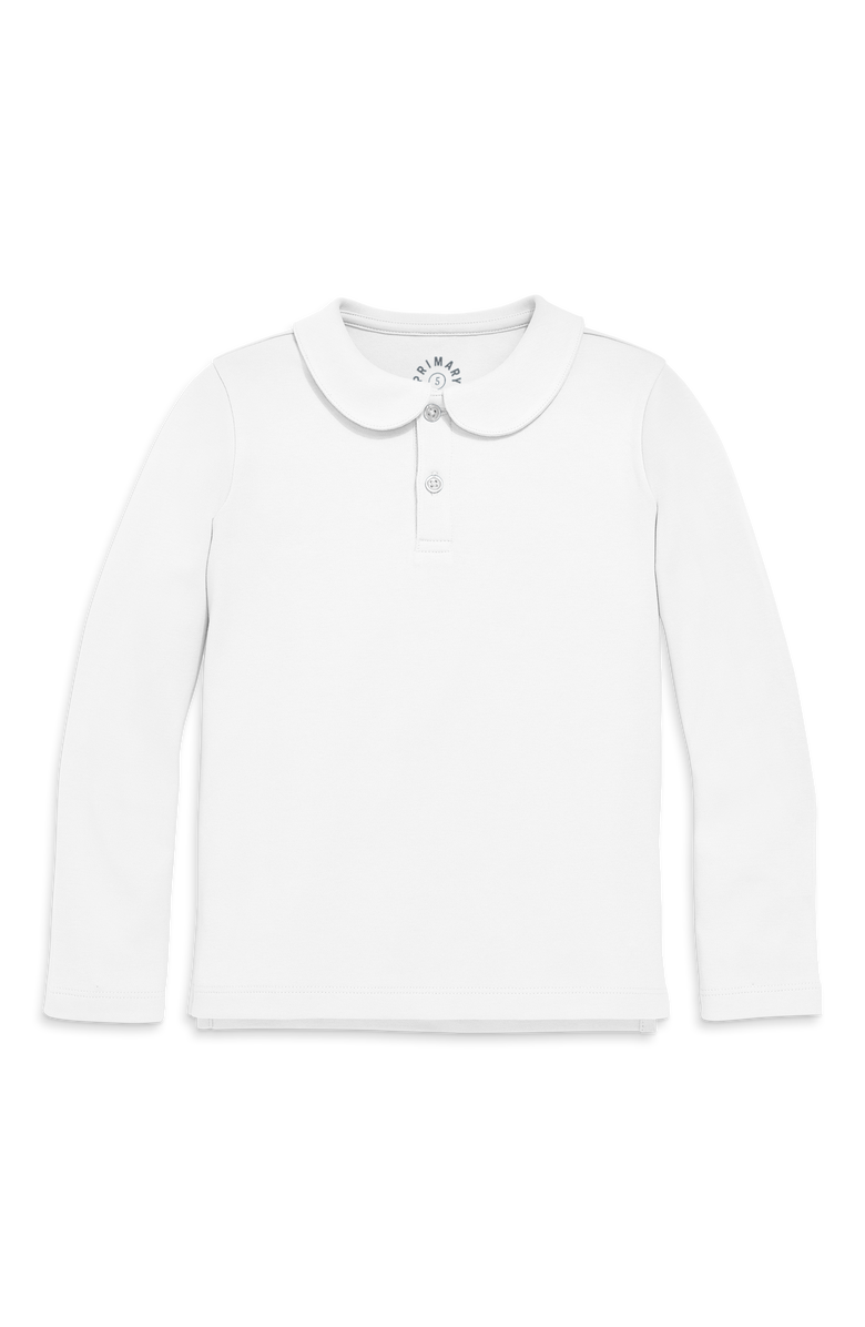 Primary Kids Long Sleeve Peter Pan Polo, Main, color, White