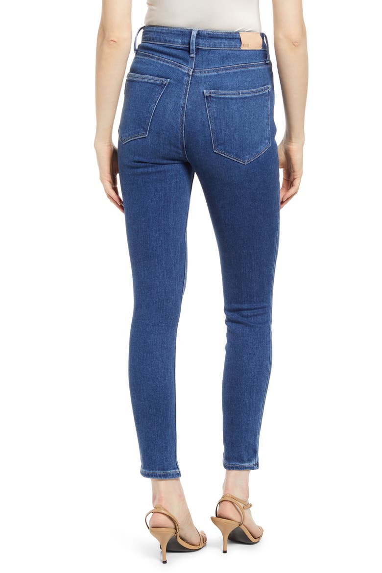 Cheeky High Waist Button Fly Ankle Skinny Jeans, Alternate, color, WONDERWALL