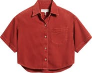 rag & bone Marin Crop Cotton Blend Button-Up Shirt