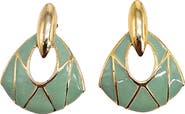 MADISON BEVERLY HILLS Vintage 1980s Green Stud Fan Earrings