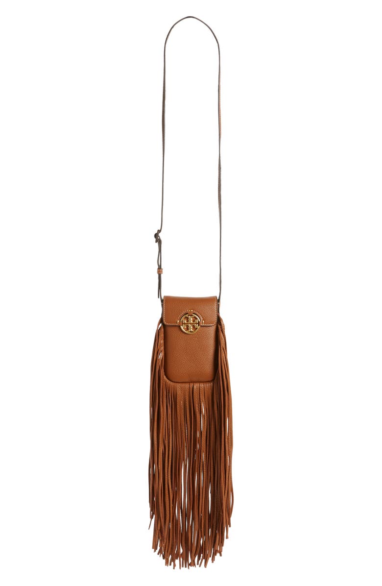 Tory Burch Miller Fringe Leather Phone Crossbody Bag, Alternate, color,
