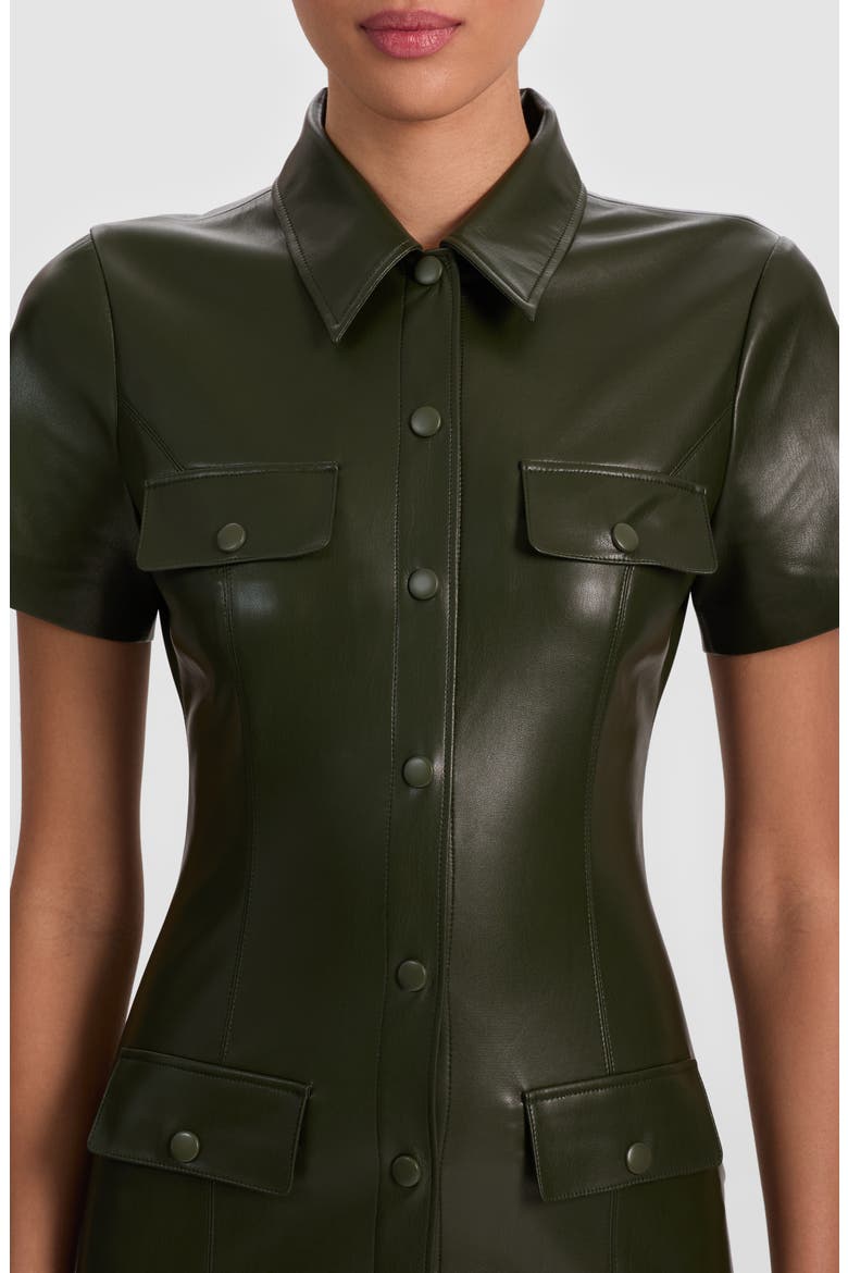 Jamie Faux Leather Mini Shirtdress, Alternate, color, DARK OLIVE