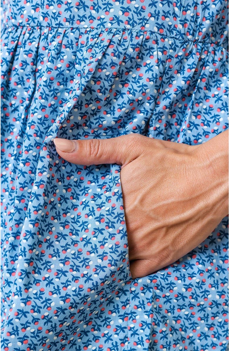 Hope & Henry Women's Organic Button Front Shirt Dress, Alternate, color, Medium Blue Ditsy Floral