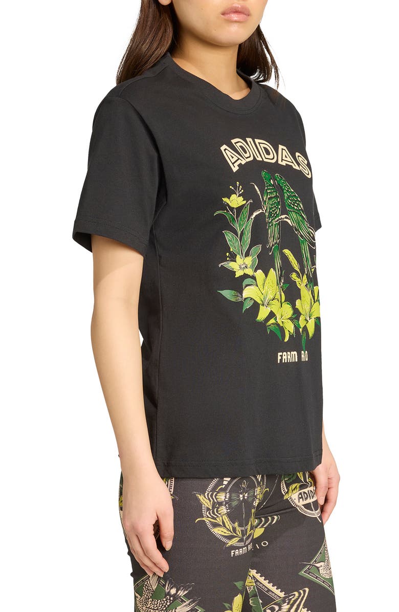 ADIDAS X FARM RIO x Farm Rio Birds Graphic T-Shirt, Alternate, color, Black