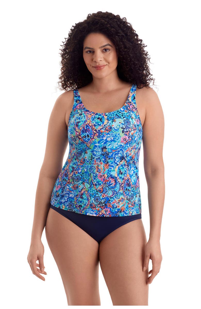 ShapeSolver Classic Mastectomy Tankini Swimsuit Top, Alternate, color, Bombay