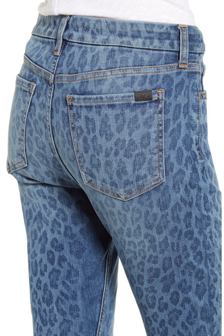 JEN7 High Waist Ankle Skinny Jeans, Alternate, color, INDIGO LEOPARD