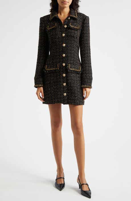 Cinq à Sept Sasha Long Sleeve Metallic Tweed Dress