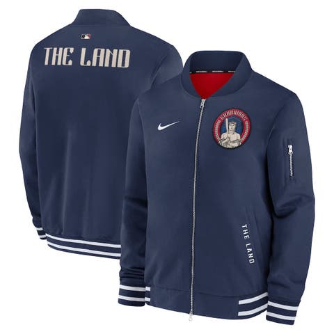 Men's Nike  Navy Cleveland Guardians Authentic Collection City Connect Full-Zip Bomber Jacket
