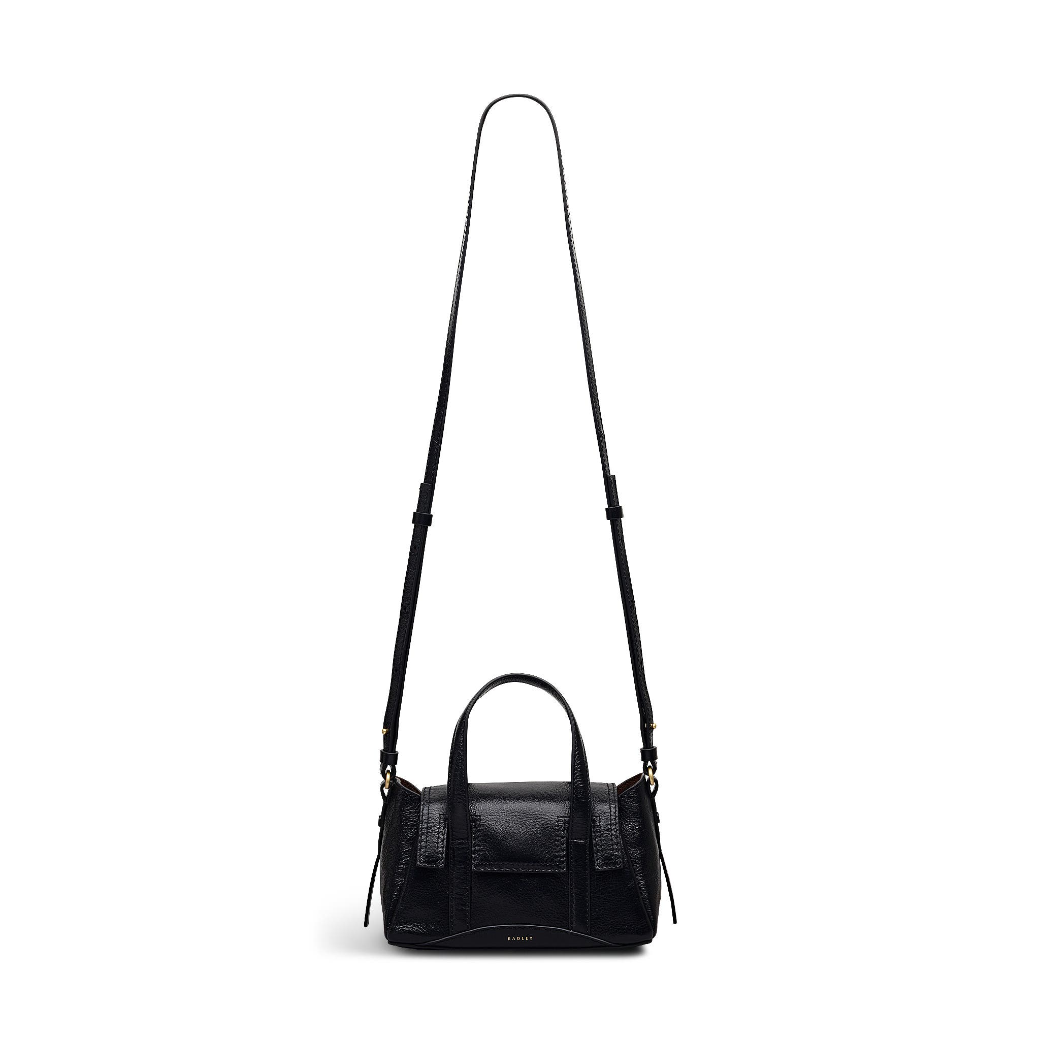 Radley The Chancery - High Shine Small Flapover Satchel Bag, Main, color, Black