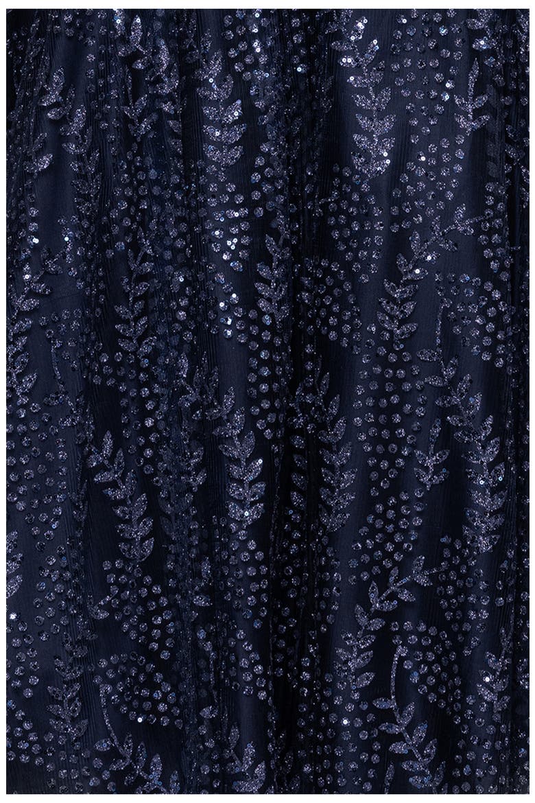 Sequin & Mesh Gown, Alternate, color, NAVY