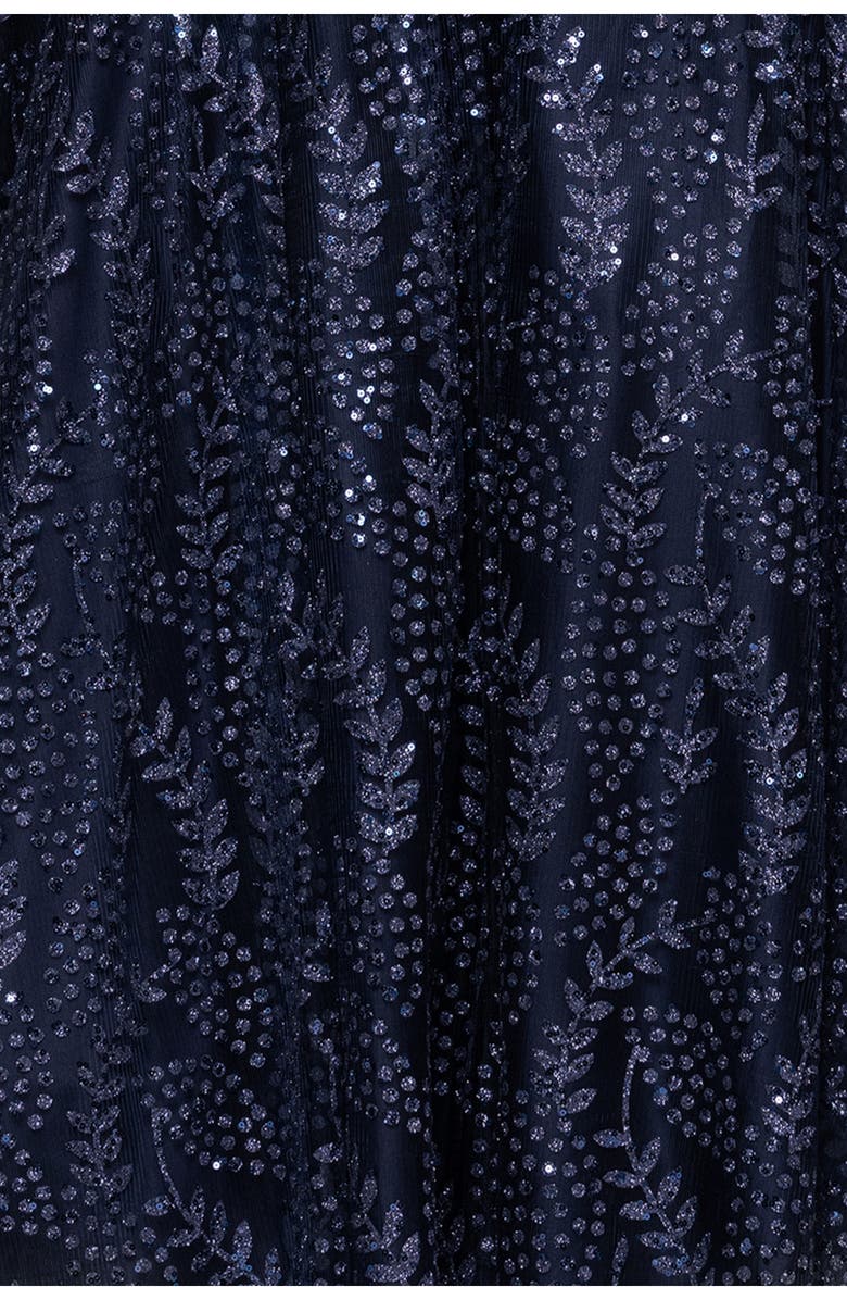 Blondie Nites Sequin & Mesh Gown, Alternate, color, Navy