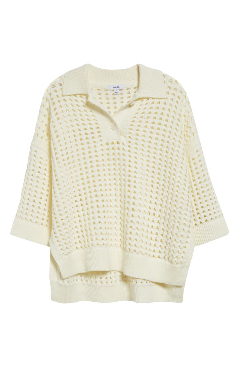 Reiss Reika Open Stitch Cotton Polo Sweater, Alternate, color, 