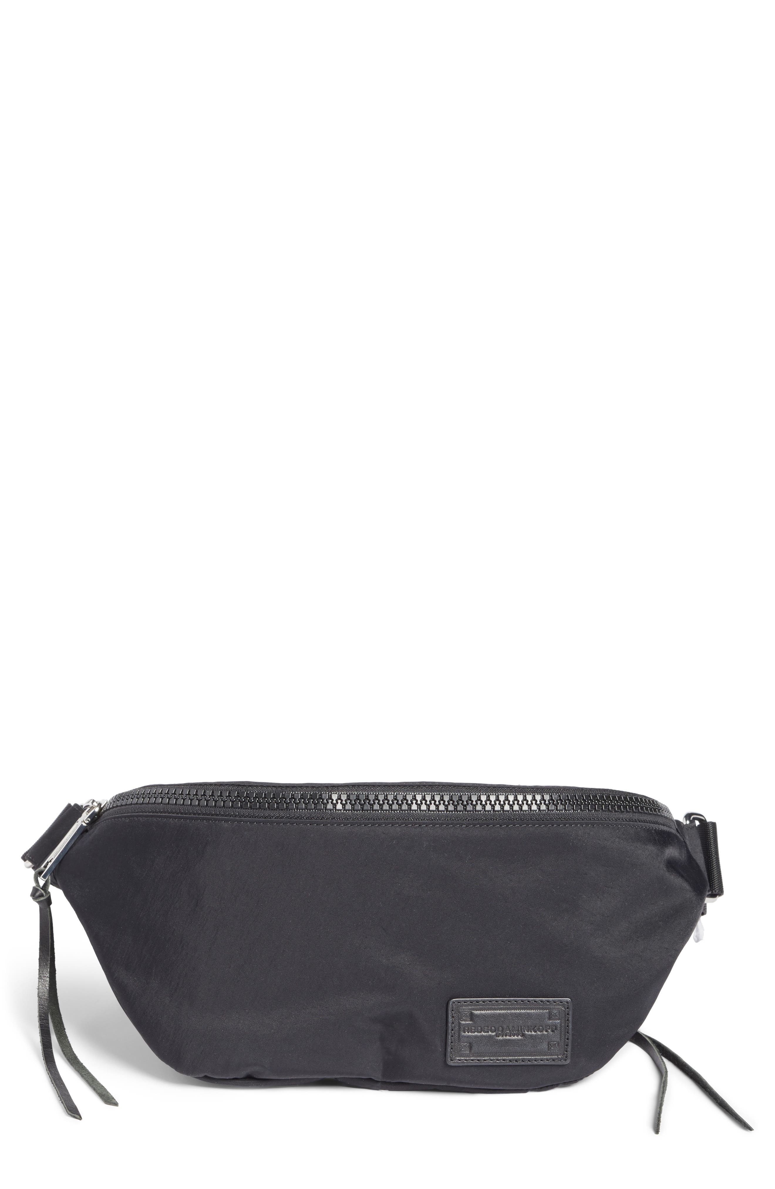 Nylon Belt Bag, Main, color, BLACK