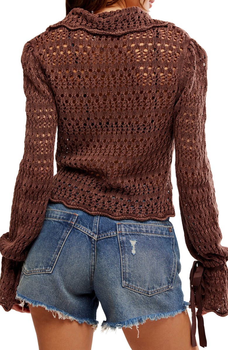 Free People Open Stitch Cotton Polo Sweater, Alternate, color,