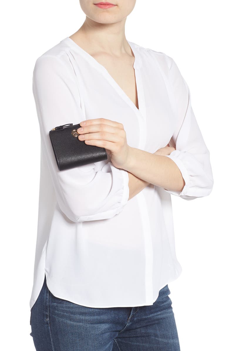 Tory Burch Mini Robinson Wallet Leather Bifold Wallet, Alternate, color,