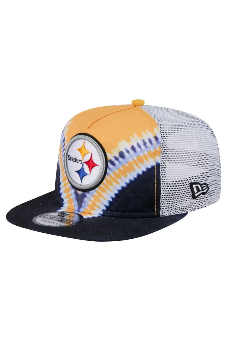 Men's New Era Gold/Black Pittsburgh Steelers Throwback Dye Golfer Snapback Hat, Main, color, Gold