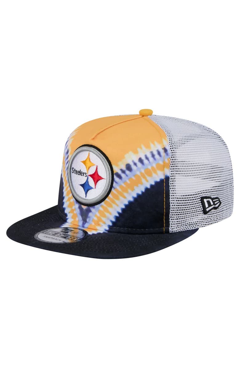 New Era Men's New Era Gold/Black Pittsburgh Steelers Throwback Dye Golfer Snapback Hat, Main, color, Gold