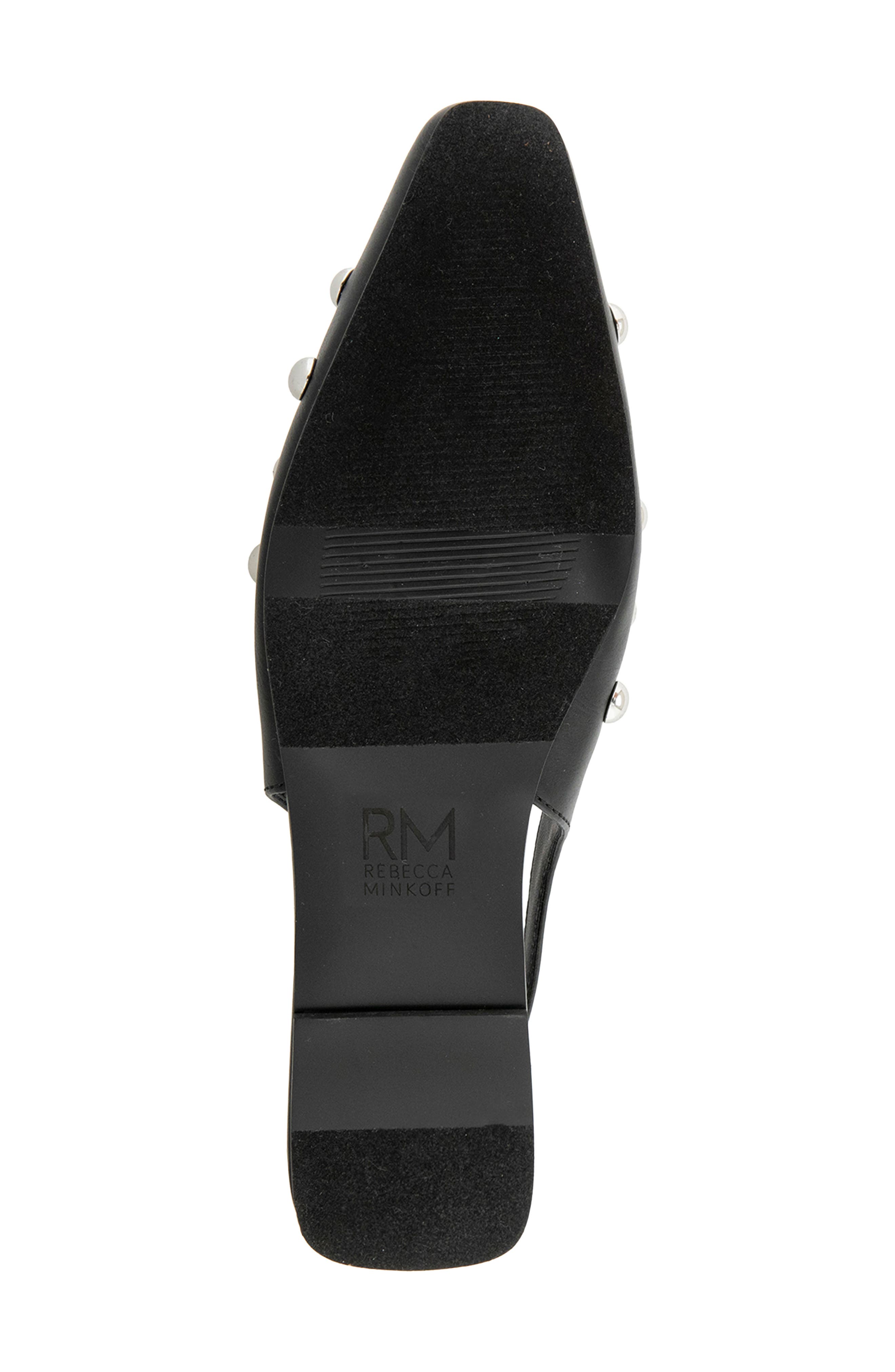 Davina Faux Leather Studded Slingback Flat, Alternate, color, BLACK