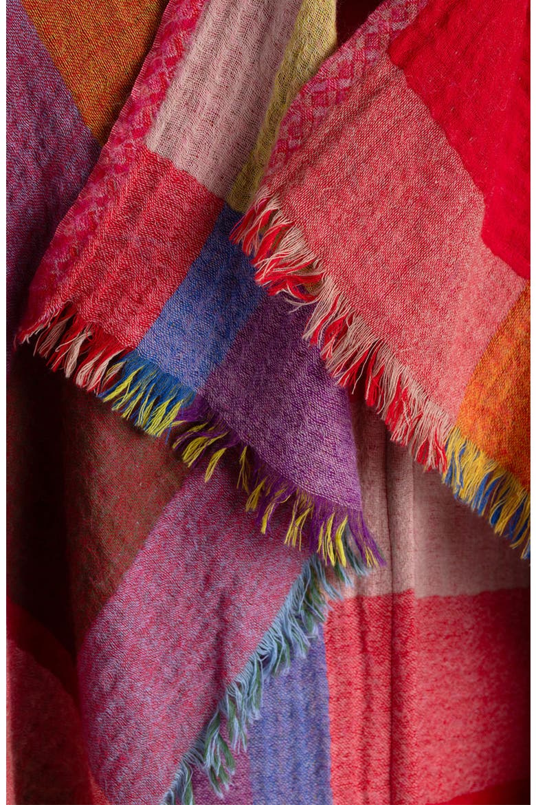 Rainbow Plaid Wool Ruana, Alternate, color, YELLOW MULTI