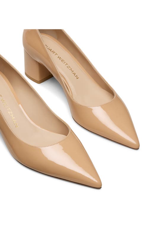 Stuart Weitzman Stuart Power 50 Block Heel Pump In Adobe