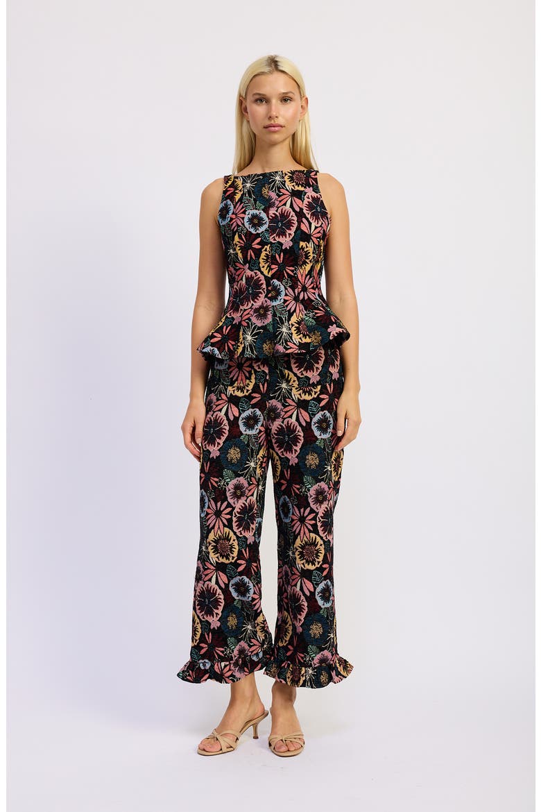 Zoya Floral Peplum Top, Alternate, color, BLACK MULTI FLORAL