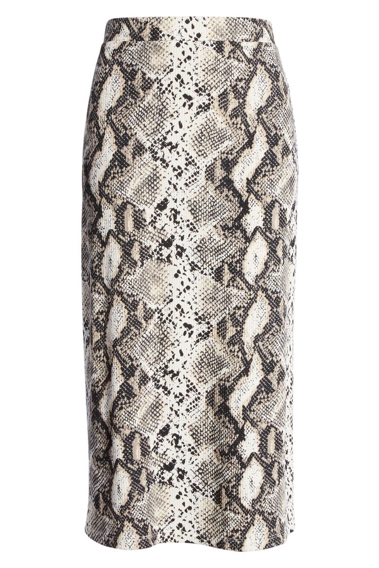Ribbed Leopard Print Midi Skirt, Alternate, color, SNAKE PRINT
