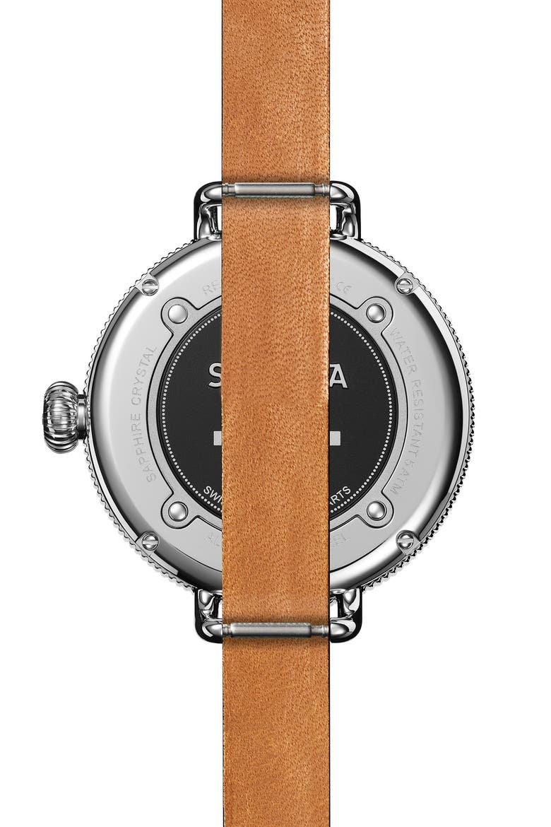 Birdy Double Wrap Leather Strap Watch, 38mm, Alternate, color, BLACK