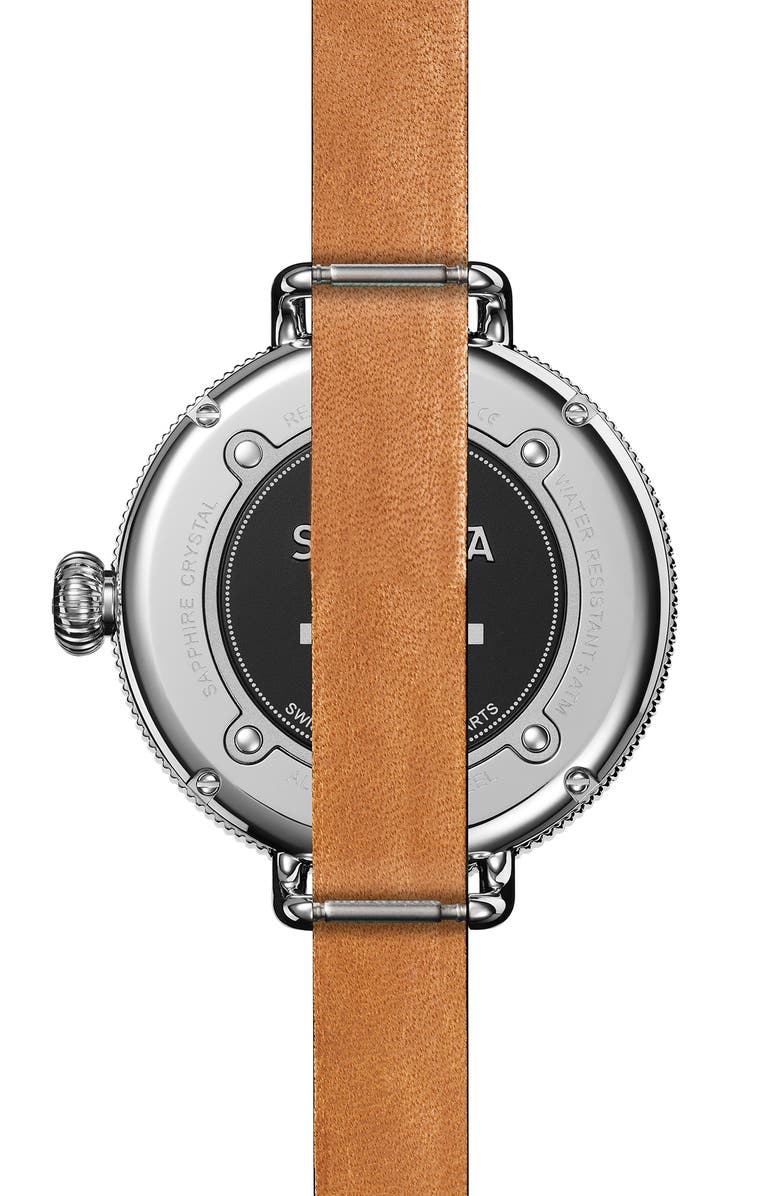 Shinola Birdy Double Wrap Leather Strap Watch, 38mm, Alternate, color, 