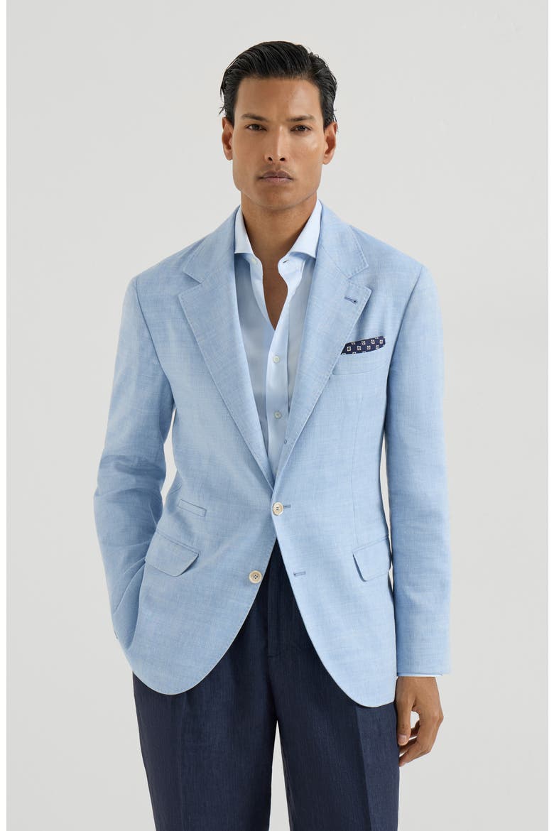 Chevron deconstructed blazer, Main, color, Azure