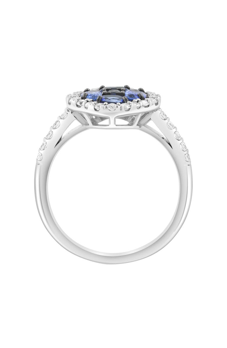 EFFY Sterling Silver Blue & White Sapphire Quatrefoil Halo Ring, Alternate, color, 