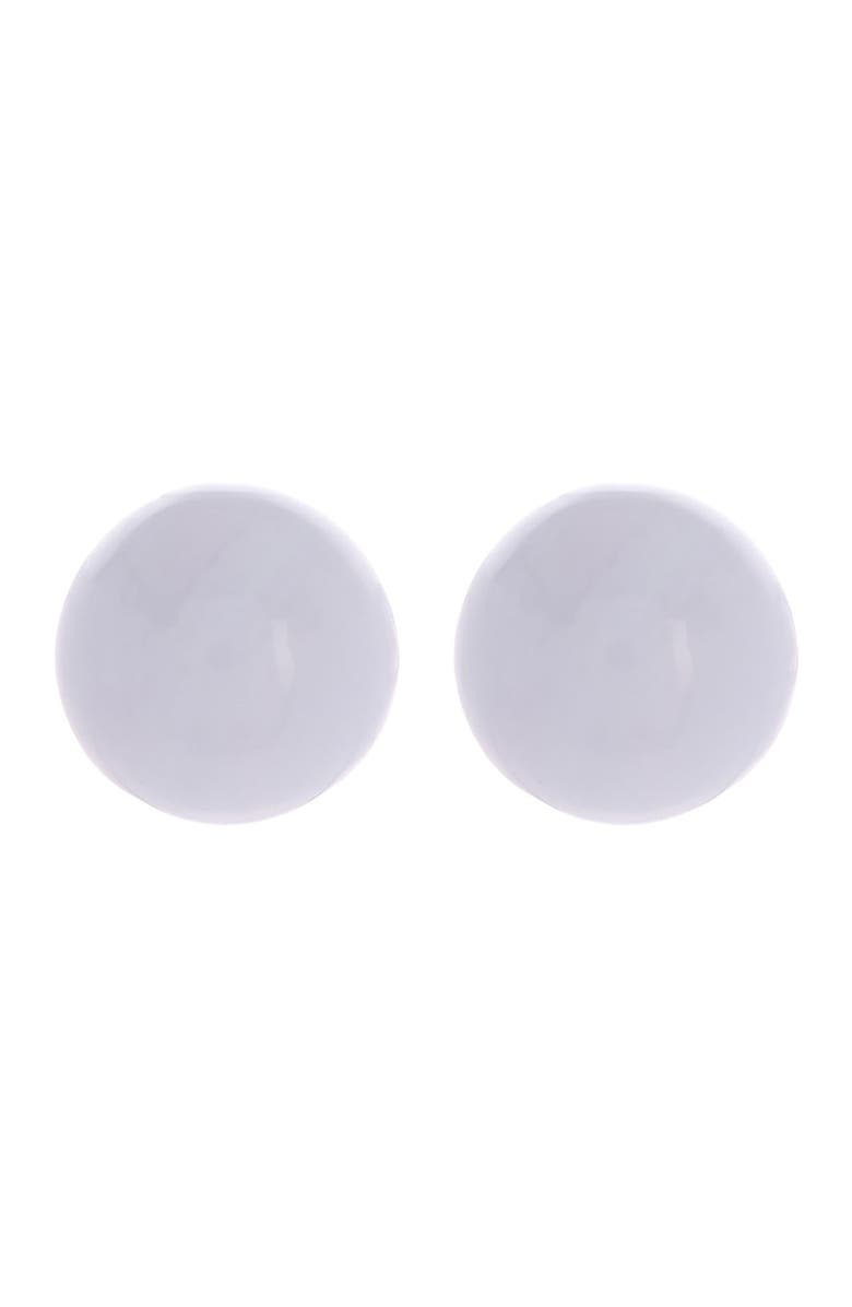 BEST SILVER 14K Yellow Gold 6mm Blue Lace Agate Stud Earrings, Main, color,