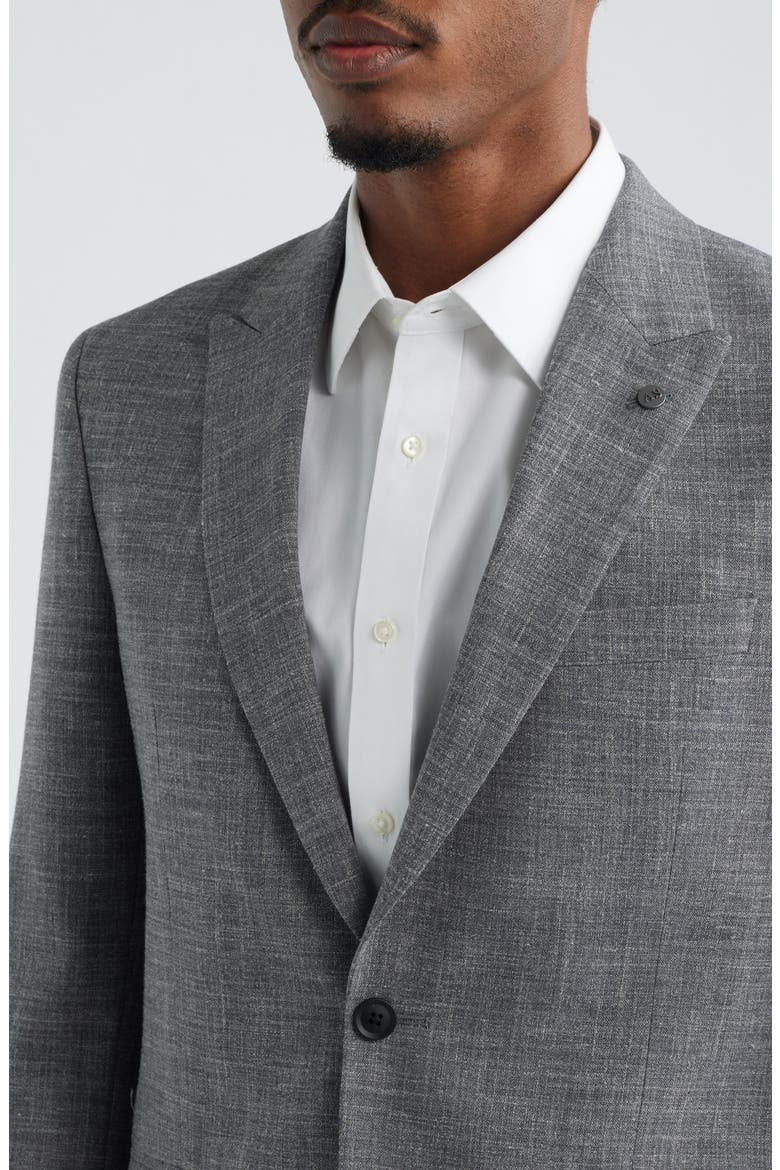 Rawdon Slim Fit Grey Mélange Peak Lapel Suit, Alternate, color, GREY
