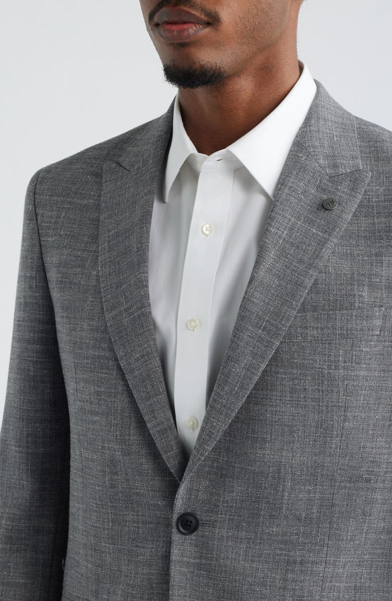 AllSaints Rawdon Slim Fit Grey Mélange Peak Lapel Suit, Alternate, color, Grey