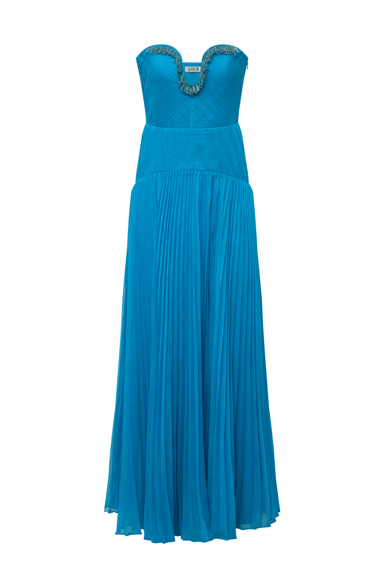 AMUR Fiora pleated dress, Main, color, Azura