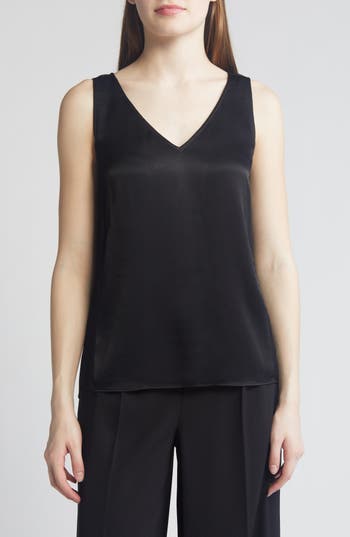 Nordstrom Double V-neck Tank In Black