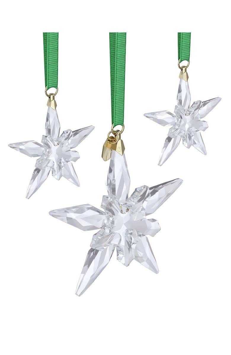 Swarovski 2025 Annual Edition Set of 3 Crystal Snowflake Ornaments, Alternate, color, White