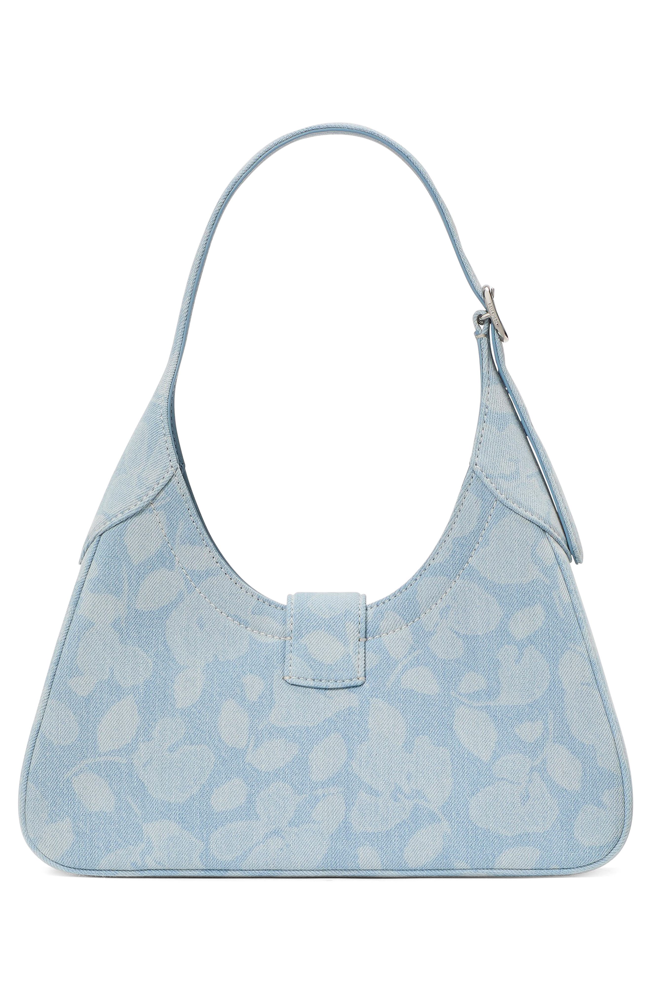 Kate Spade New York small noveau printed denim shoulder bag, Alternate, color, 
