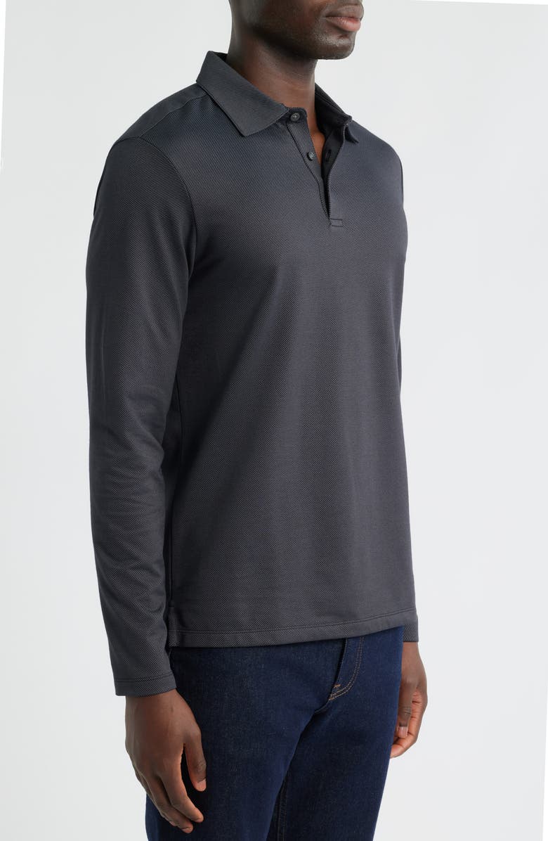 Robert Barakett Luciano Long Sleeve Twill Polo, Alternate, color, Black