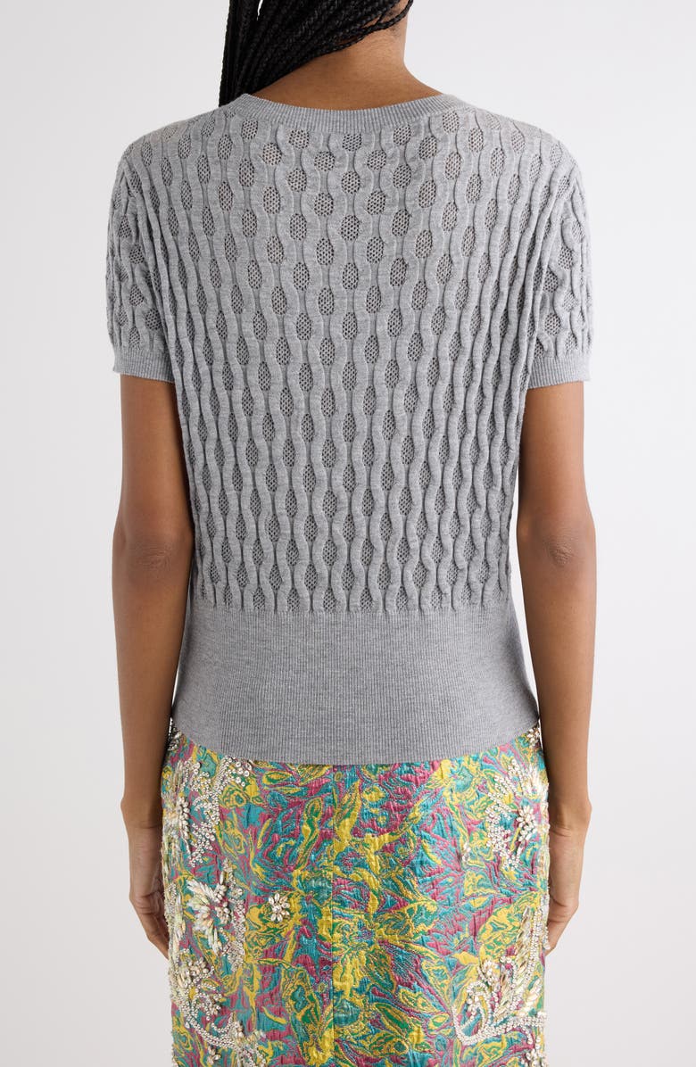 Dries Van Noten Target Short Sleeve Merino Wool Sweater, Alternate, color, Grey