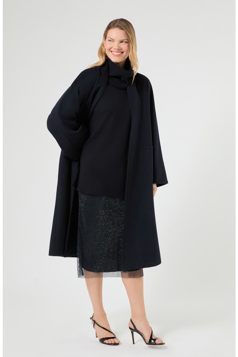 Cashmere Sweater with Removable Collar, Alternate, color, MIDNIGHT BLUE