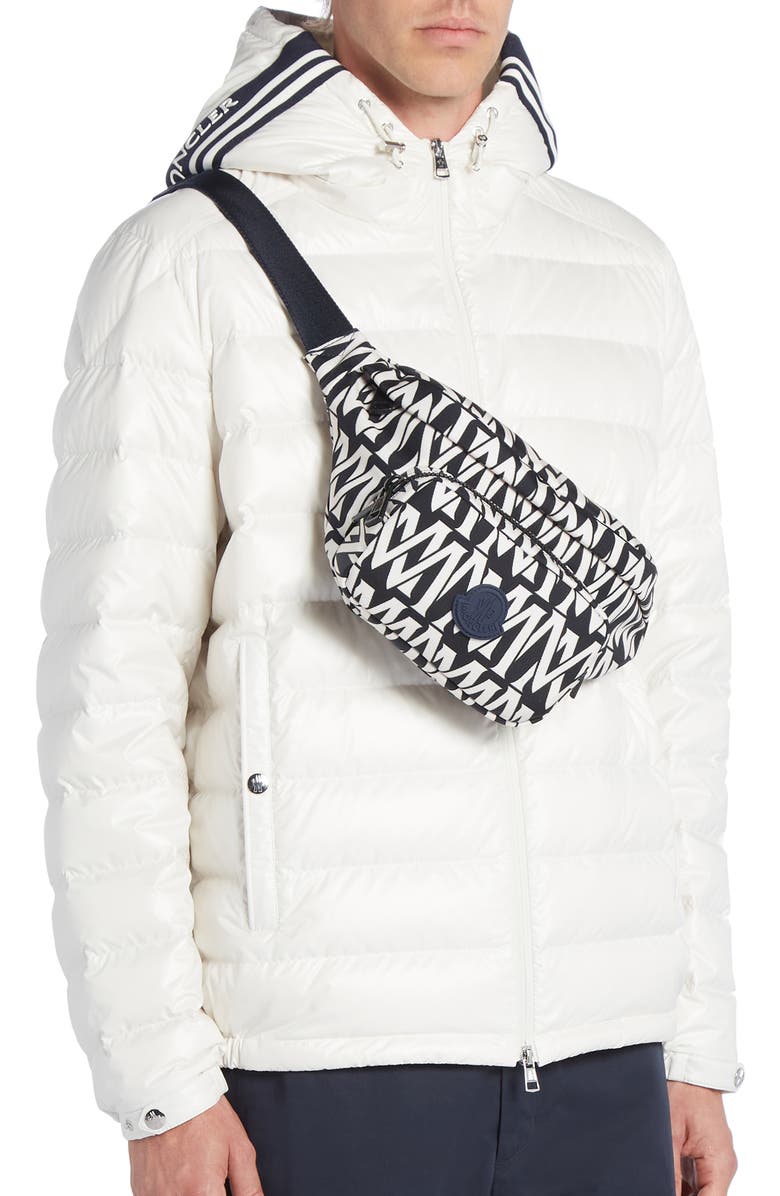 Moncler Durance Logo Print Belt Bag, Alternate, color,