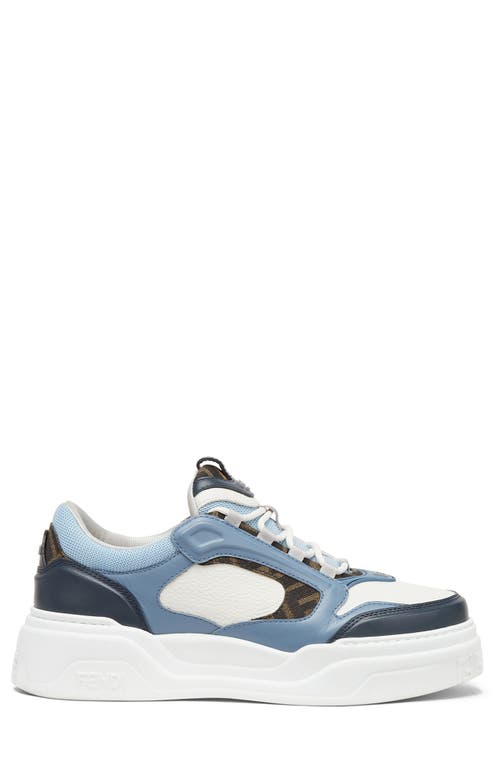 Fendi Force Leather Low-top Sneakers In F1rss Bluberry/bian/celest
