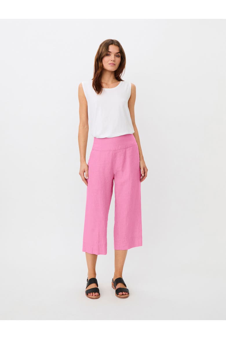Mapallas Linen Cropped Trousers, Alternate, color, Fuchsia Pink
