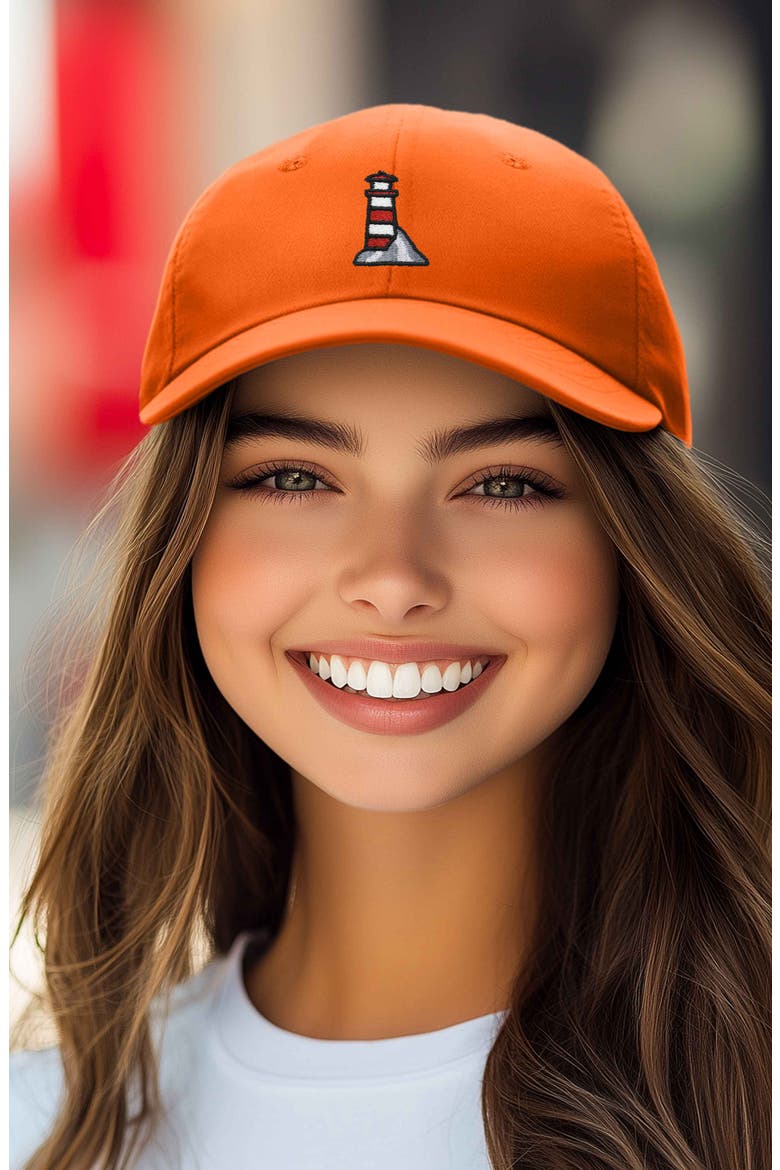Lighthouse Embroidered Dad Hat, Alternate, color, Orange