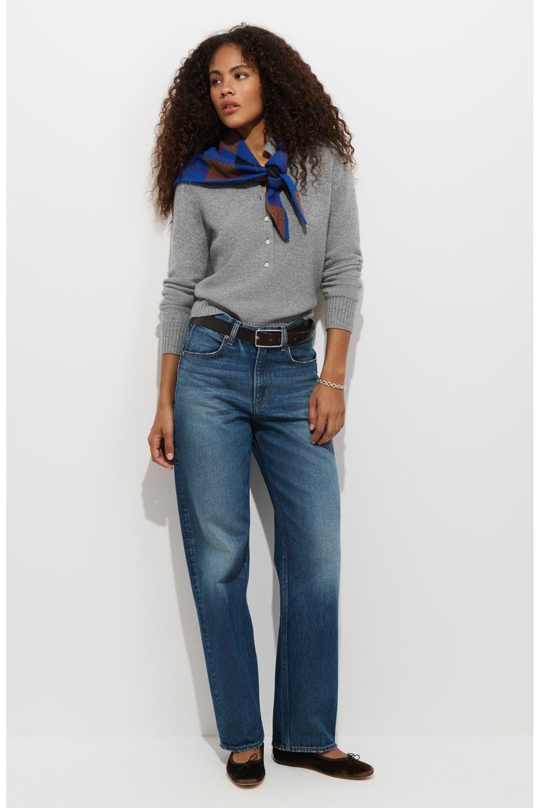 Park Washed Cashmere Polo Cardigan, Alternate, color, HEATHER GREY