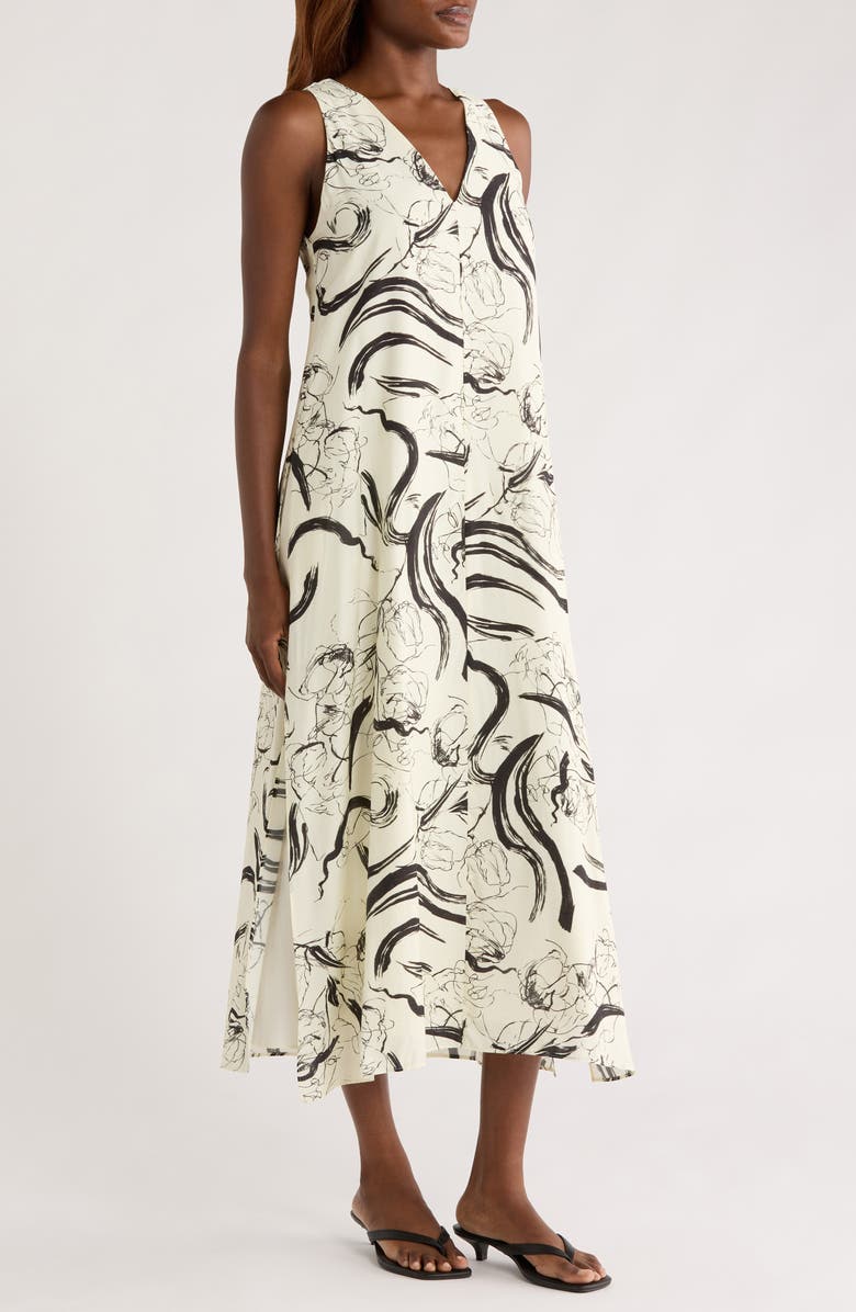 MELLODAY Sleeveless Shift Dress, Alternate, color, Ivory/ Black Print
