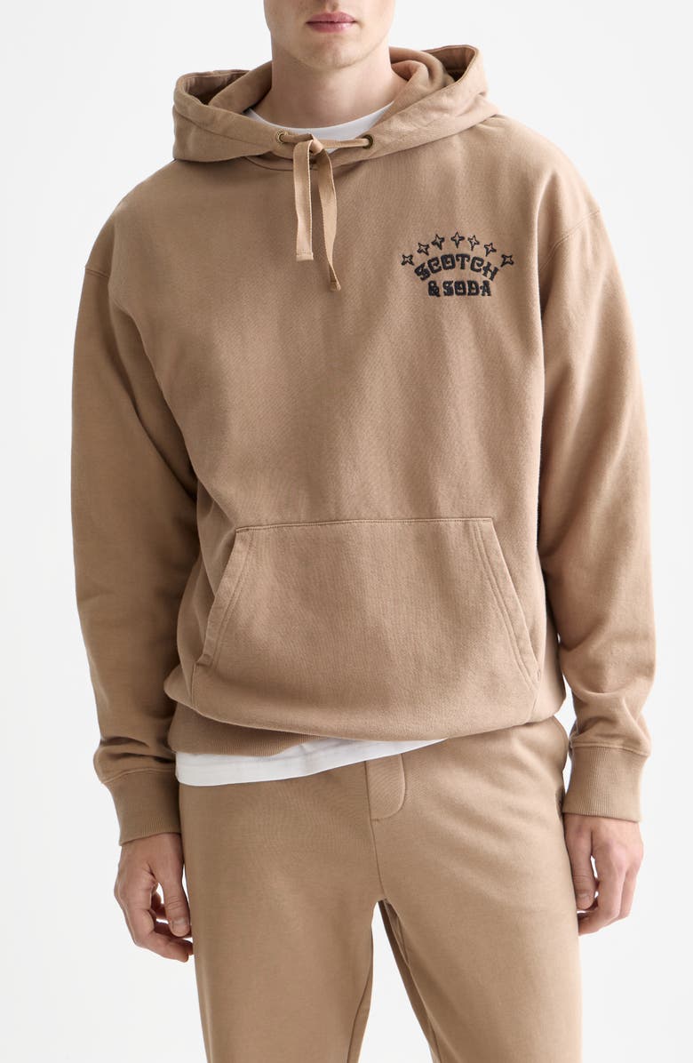 Scotch & Soda Relaxed Fit Logo Cotton Fleece Hoodie, Main, color, Amphora