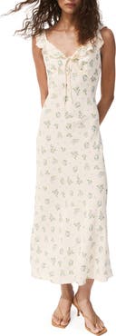 MANGO Floral Ruffle Strap Dress